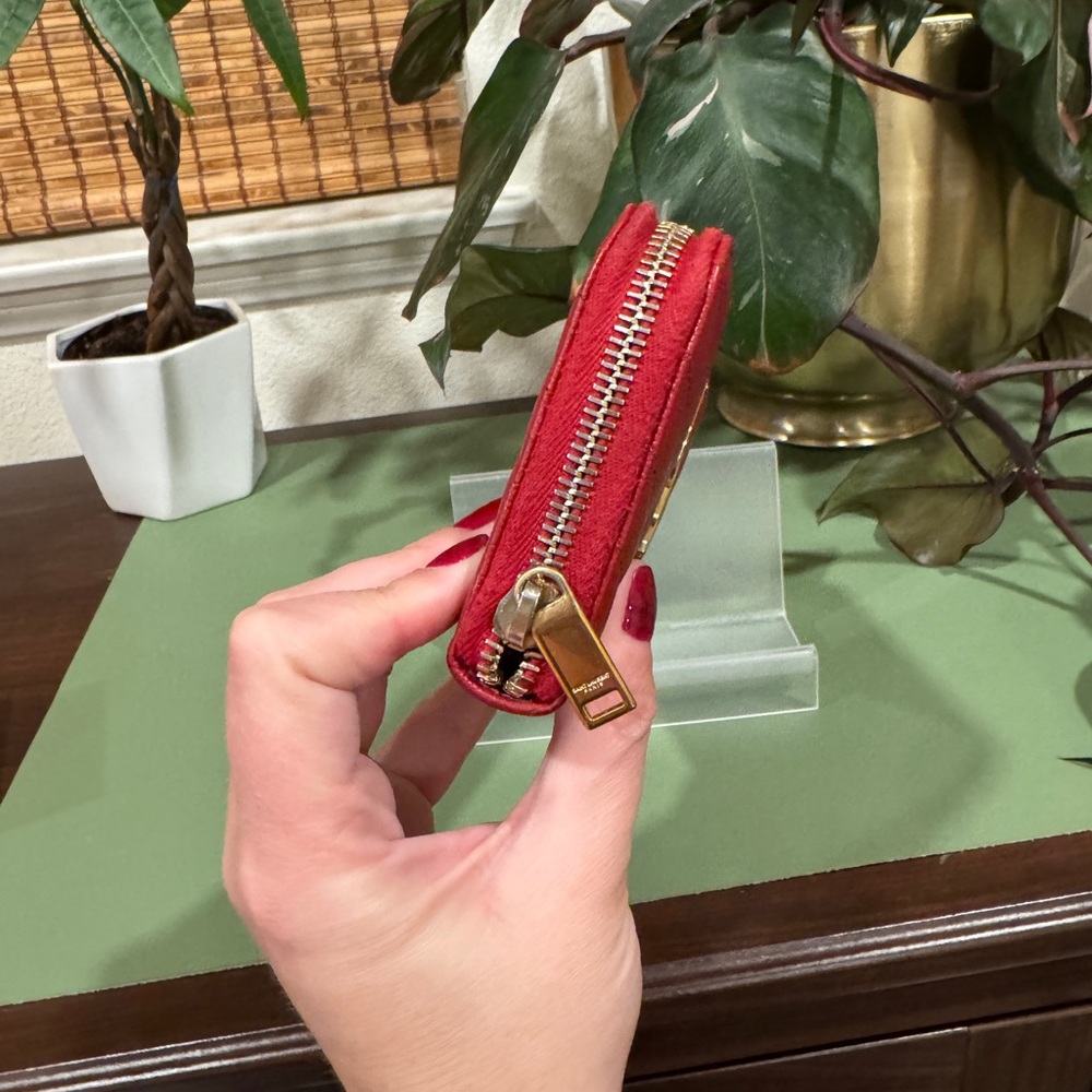 Saint Laurent Red Quilted Wallet with Gold Logo - Picture 10 of 12